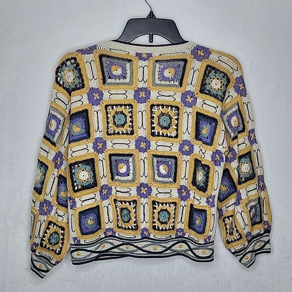 Peruvian Connection Handmade Pima Cotton Knit Cardigan Size Small - Picture 13 of 13